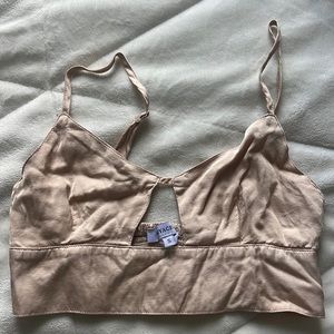crop, satin, cream colored top